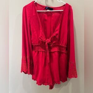 Red formal romper